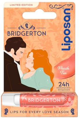 Liposan Bridgerton Edición Limitada Peach Tea- Bálsamo Labial Hidratante - Cacao de Labios con 24h de Hidratación - Aroma a Melocotón - Sutil Brillo de Labios Coral - Todo Tipo de Piel - 4,8 g