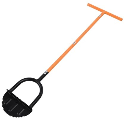 Eminchu Utensile per Tagliaerba Manuale Tagliabordi a Mezzaluna Durevole in Acciaio al Carbonio per Giardini e Prati Manico da 96 Cm