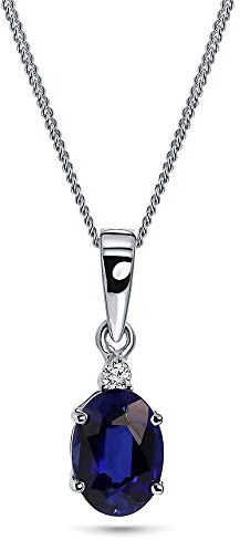Miore Kette - Halskette Damen Weißgold 9 Karat / 375 Gold Kette Saphir mit Diamant Brilliant 45 cm