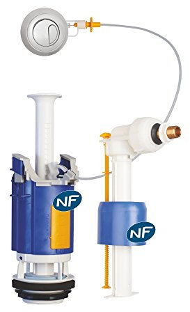 Regiplast 26500 Mécanisme de Chasse Double débit à câble + Robinet Flotteur uni 0500 NF CL 1, Blanc