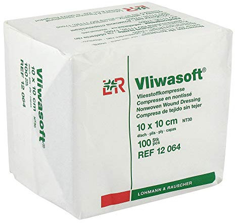 VLIWASOFT Vlieskompressen 10x10 cm unsteril 4l. 100 St