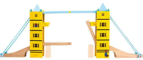 small Foot 5999 Paddington Bär Tower Bridge, Holz, Brücke mit Klappfunktion lässt Sich an Jede Eisenbahschiene Bauen