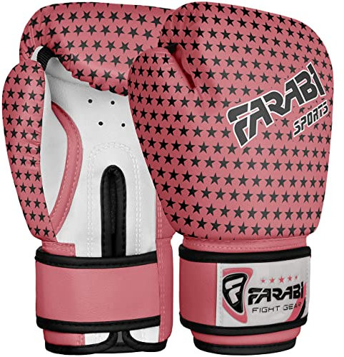 Farabi Sports 4 oz Pink Star Boxhandschuhe Kinder Box Handschuhe MMA Muay Thai Kickboxen Sparring Boxsack Training Kinder Boxhandschuhe 4-9 Jahre