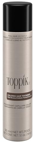 Toppik Colored Hair Thickener, Medium Brown, Volumizing Root Touch Up Concealer Hair Color Spray, Colored Spray for Root Touch Up, Cover Up, Hair Thickening, Hair Building Fiber Spray, 5.1oz Spray