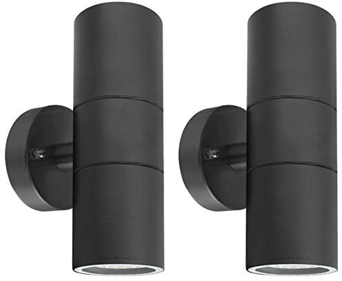 2 X Black Stainless Steel Double Outdoor Wall Light IP65 Up Down Garden Wall Lamp ZLC035B