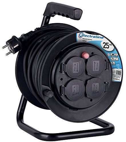 Electraline 100660 100660-Avvolgicavo Industriale, 25 m, Colore: Nero