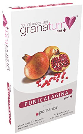 Granatum Plus - Punicalagin Plus - Nahrungsergänzungsmittel - Gewonnen aus Granatäpfeln - Antioxidatives Supplement - Verdauung und Stoffwechsel - Hautpflege - Hergestellt Spanien - 1 Box 28 Tabletten