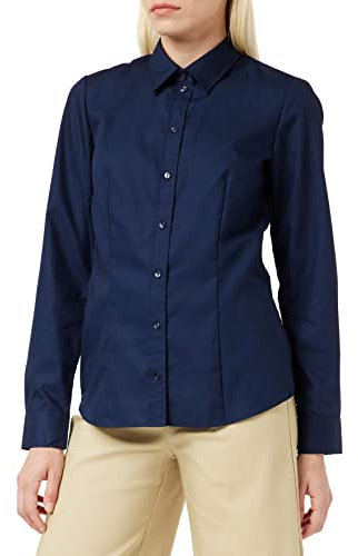 Seidensticker Damen City Regular Fit Uni Bügelfrei Leicht Taillierte Hemdbluse Mit Hemdblusenkragen - Langarm 100% Baumwolle, Bluse, 50 EU