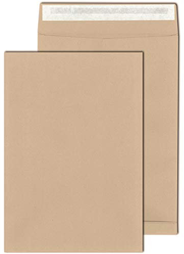KK Verpackungen® Faltentaschen in DIN B4 | 250 Stück, 250x353x40 mm, Haftklebende 130 g/m² Faltenversandtaschen mit 4cm Falte | Versandtaschen für Warensendung als Maxibrief