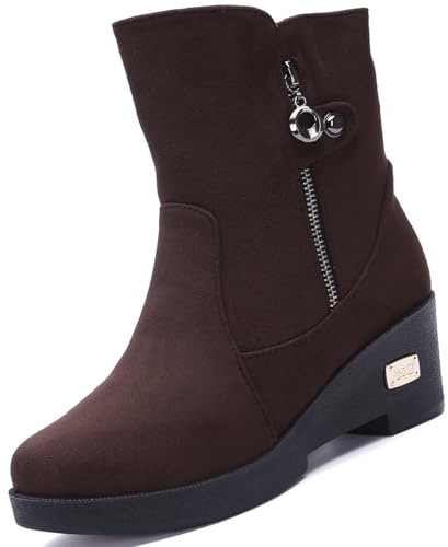 VLOOKST Bottes de Neige Femme Bottes Bottines Compensé Fourrure Bottines de Hiver Doublé Chaud Bottine de Neige Étanche Plateforme Chaussures de Neige Taille 36-42