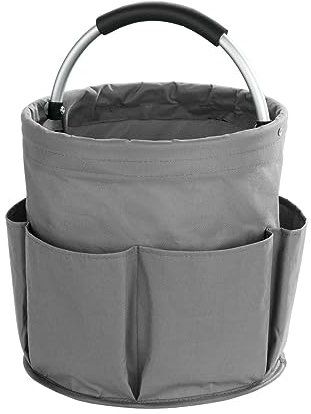 WENKO Universal Reinigungs-Caddy, Faltbarer Organizer für Haus und Garten mit 6 Fächern für Geräte, Werkzeug, Putzutensilien, Ø 28 x 26,5 cm, Anthrazit