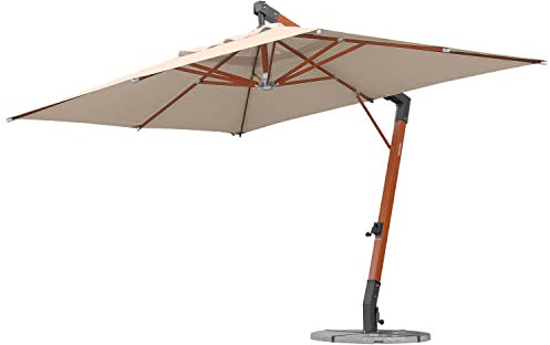 anndora Sonnenschirm Ampelschirm Gartenschirm 3x4 m wasserabweisend - Dark Natural - inkl. 160kg Granit Ständer