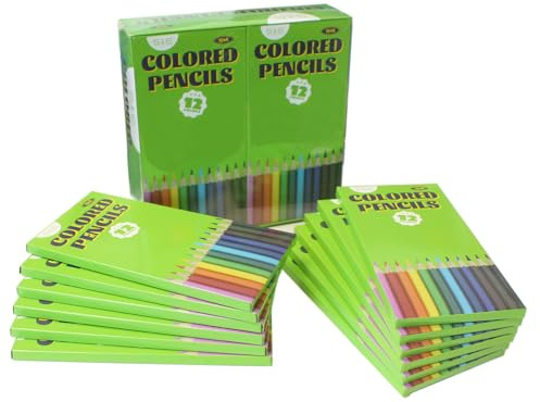 S & E TEACHER'S EDITION 144Pcs Colored Pencils, Pre-sharpened, coloring pencils Christmas Gifts 12 Colors, 12pcs/box, 12Boxes, Total: 144Pcs.