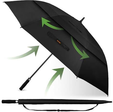 TECKNET Golf Umbrella Large 68 Inch, Windproof Strong Double Canopy Vented, Automatic Open with EVA Grip, Outdoor Sun, Rain, Wind Protection Stick Umbrellas