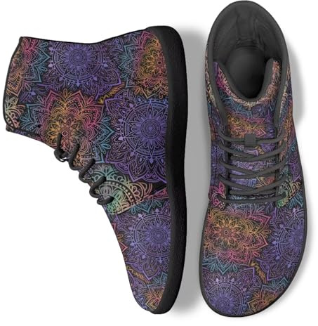 Binienty Gradient Purple Mandara Barefoot Hiking Shoes Men Women Dressy Fashion Waterproof Leather Minimalist Zero Drop Wide Width Sneakers Cozy Barefoot Ankle Boots, US 8.5