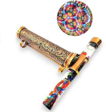 ANTIQLICIOUS Magisches Glitzer-Kaleidoskop mit kontinuierlicher Bewegung, flüssigkeitsgefülltes Messing, mit Ständer, faszinierende Darstellung von Farben und Bewegungen, einzigartiges dekoratives