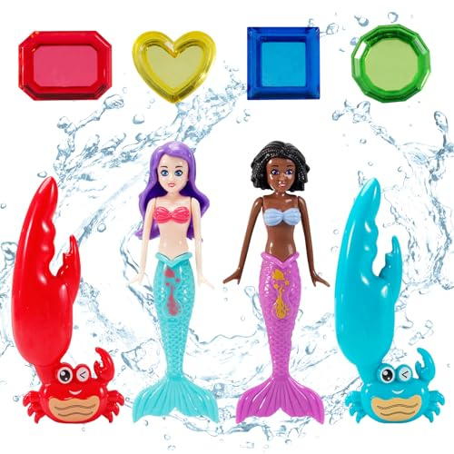 EDLMKM 8pcs Pool Toys, Diving Mermaids Toys Swimming pool Toy, Marine gem Underwater Training Diving Game Toy for Kids Summer Swimming Pool Party