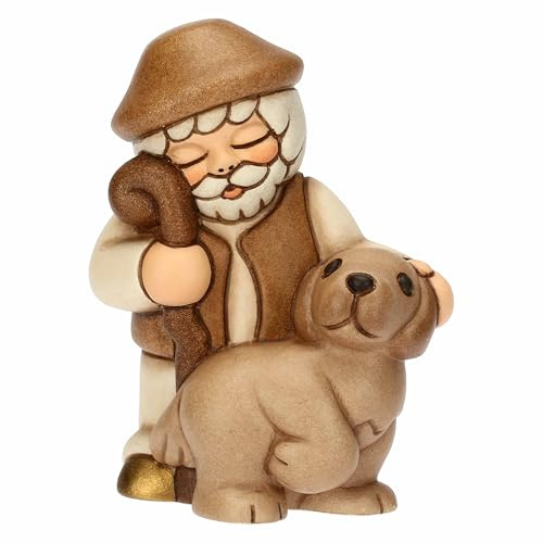 THUN - Pastore con cane - ceramica - Collezione Presepe Classico - 5,8 x 4,8 x 7,9 cm