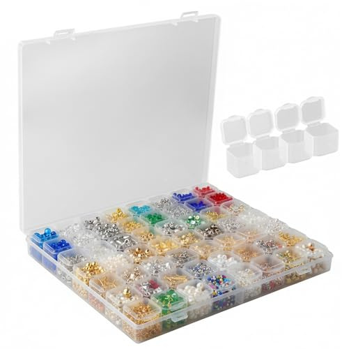 Futuhada 2 Pezzi Scatola Organizer per Diamond Painting con 56 Scomparti – Contenitore Trasparente in Plastica per Perline, Pietre e Accessori DIY, Ricamo Diamanti, Nail Art, Gioielli