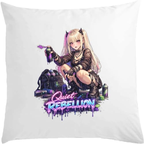 Ung kvinna omfamnar tyst uppror vit kudde 40 x 40 cm med fyllning vit