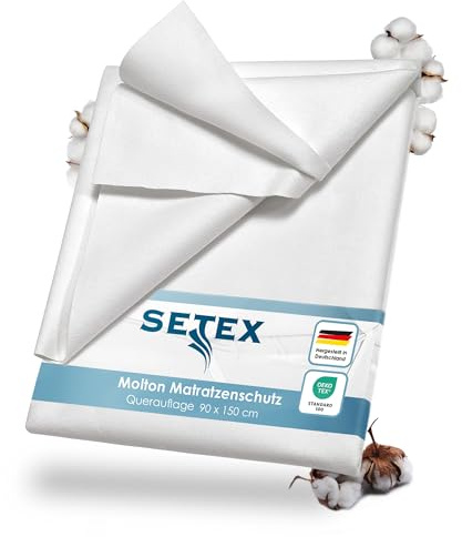 SETEX Wasserdichter Molton Matratzenschutz, Querauflage, 90 x 150 cm, Matratzenschoner aus 100% Baumwolle, Generation, Weiß