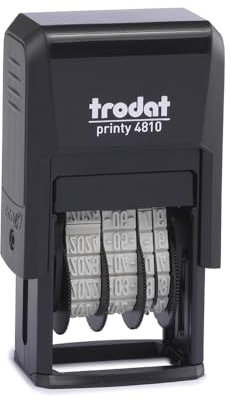 Trodat Printy 4810 Datumstempel für den täglichen Bürobedarf – integriertes trodatkissen, 4 Bänder (JJJJ-MM-TT), ISO, Bänderlaufzeit 12 Jahre, Schrifthöhe 3,8 mm, Abdruck schwarz, CO2 kompensiert