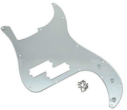 KAISH 13 Hole P Bass Style Pickguard PB Scratch Plate Bass Pickguard for USA/Mexico Precision P Bass Silver Mirror