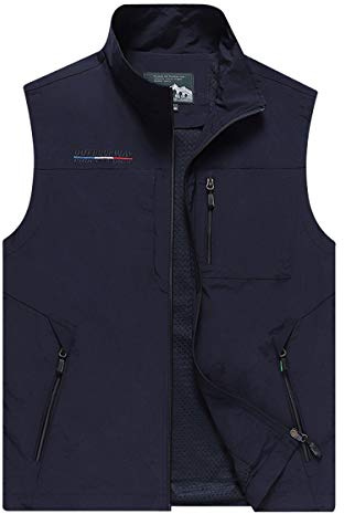 KKPW Uomo Gilet Outdoor Taglie Forti Giacca Smanicata Outdoor Tooling Senza Maniche Casual Lavoro,Blu Navy,XL
