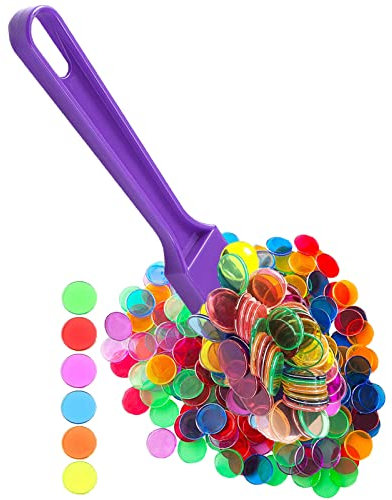 Dacefloy Magnetisches Bingo-Set 1 PCS Magnetstab & 6 Farben 100 PCS transparente Metallring-Chips für Spielmarken, Homeschool Supplies Math Counters (Violett)