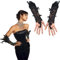 FAD-4U Damen Feder Manschetten,Fingerlose Federärmel,Vintage Feder Spitze Handschuhe,Steampunk Armstulpen für Halloween, karneval, Gotische Kleiderparty