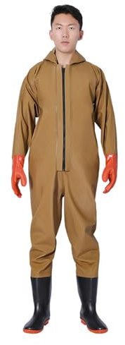 Cat Fishing Waders För Herr Dam Jakt Bröstvadare Med Stövlar Vattentäta Andas Crosswater Waders(Size:47,Color:Gul - med handskar)