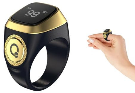 Anlising Anello Tasbih Intelligente, Anelli Intelligenti Contatore, Smart Rings Contatore, Contatore di Preghiera Anello, Contatore Dito Ricaricabile Anello, Tasbih Clicker Ricaricabile (Nero, 20MM)