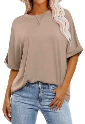 Cuptacc Top Femme Chic et Élégant Oversize Tee Shirt Femme Top Col Rond été Blouse