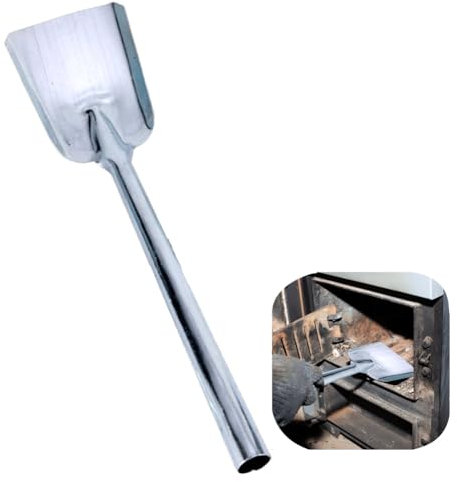 Handschaufel, 40,8 cm, Schürschaufel für Kamin, Holzkohle, Asche, Schürschaufel, Feuerkocher, Edelstahl-Kohleschaufel, hitzebeständige Kohlenschaufel mit ergonomischem Griff für Holzöfen, Kamine