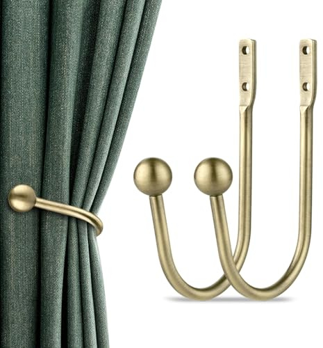 Curtain Holdbacks, 2pcs Curtains Holder Wall Mounted Drapery Tiebacks Retro Window Hook for Home Decor