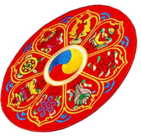 Toddmomy Almohadilla Cojín para Meditación y Oración Diseño Simple y Fácil de Transportar para Cuenco Sonoro Budista Roja de Tejido Ligero y Bordado Delicado