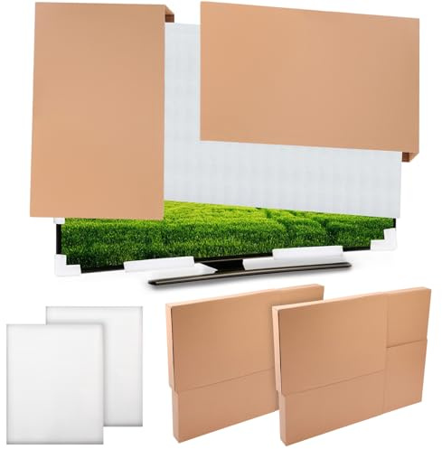 Feifeiya 5 Pcs Foam Mirror Box Set TV Box for Moving Picture Moving Include Large Case and Foam Flat Screen TV Cover Fits up to 65'' W x 36'' H for Art Display Protect Pack (40 x 60 x 4 Inches)