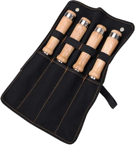 Set di Scalpelli per Legno, Il kit di utensili for scalpelli è realizzato in robusto acciaio al cromo vanadio, set da 4 pezzi