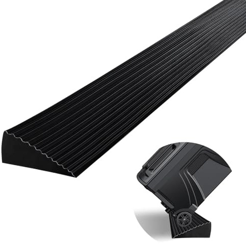 CUTIS Rampa de umbral de puerta, 90 x 6,5 x 2,5 cm, para silla de ruedas, de goma maciza, superficie antideslizante, para silla de ruedas, andador, robot aspirador para cochecitos (negro)