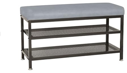 Shoe Changing Bench,entrance Bench with Soft Cushion,metal Leather Storage Bench Space Saving,suitable for Living Room Bedroom and Corridor(Color2,60x27*42cm)