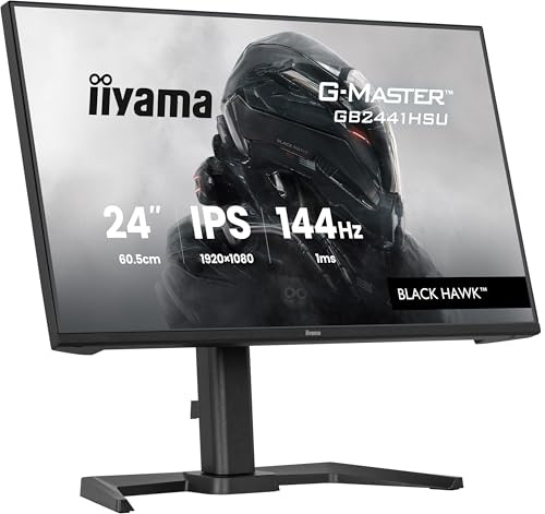 iiyama Ecran G-Master Black Hawk GB2441HSU-B1, IPS, 1920x1080@144Hz, 1ms, 350cd, 1500:1, Haut-parleurs, HDMI/DP/USB HUB, Black Tuner, réglable en hauteu, i-Style Colour