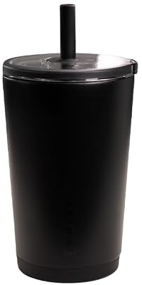 HydroJug Everyday Tumbler 14 oz, Ceramic-Lined Straw Cup, Black