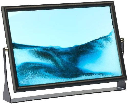 infactory Leinwand-Sandbild: Sandbild Blue Ocean 30,5 x 20cm (Hochwertiges, Schreibtisch-Deko Sand-Kippbilder, Bilderrahmen)