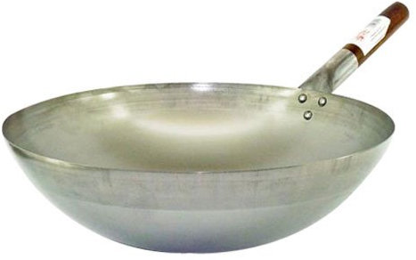 Hancock London Wok 13 (33cm) Commercial Quality Carbon Steel Round Base Deep Wok