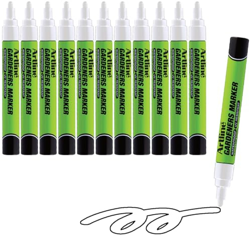 Artline Gardeners Markers | Professional Series | For Use On Plants, Labels, and More | UV Resistant | Waterproof | EKPR-GDM | 2.3mm Bullet Tip | Pack of 12 | White