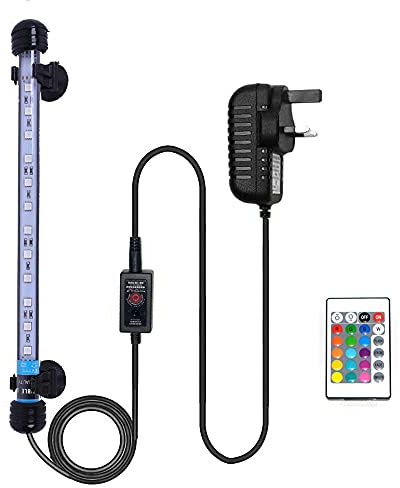 VARMHUS Submersible LED Aquarium Light, 28 cm Underwater Fish Lamp Waterproof Aquarium Lighting for Fish Tank with Remote Control (RGB Color)