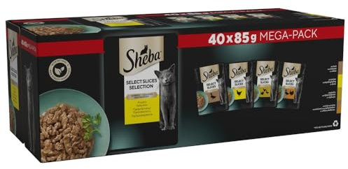 Sheba Select Slices Cat Wet Food - Poultry Selection in Gravy - 40x85g (Pack of 1)