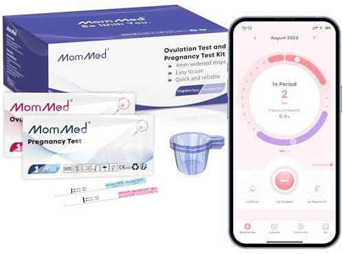 MomMed 80 Ovulation Test Strips and 25 Early Pregnancy Test Strips(HCG25-LH80), Ovulation & Fertility Tests Kit with 105 Urine Cups, High Accurate Fertility Test for Women