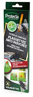 Protecta® Piège à Mouches Fenêtre x4 – Piège Englué sans Insecticide – Efficace Contre Mouches & Insectes Volants - Jusqu’à 6 semaines – sans Odeur, sans Trace – Idéal Maison, Cuisine & Bureau