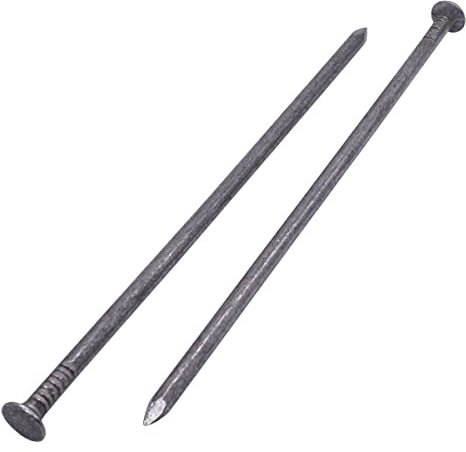 Marcopol Paquete de 8 clavos de construcción de acero al carbono de 6 x 200 mm, cabeza redonda plana, clavos de alambre comunes multiusos, carpintería (8, 6 x 200 mm)